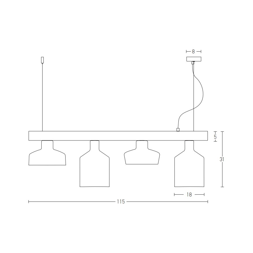Zambelis 22213 - Candelabro suspenso 4xE27/40W/230V