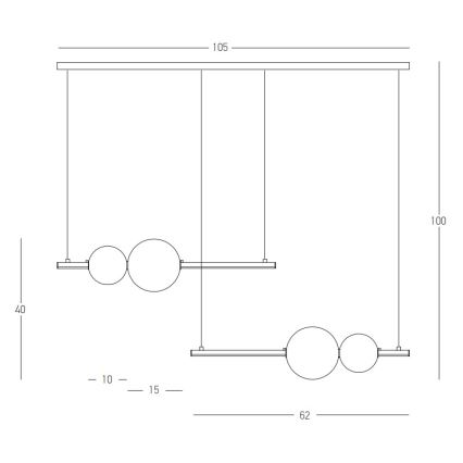 Zambelis 22234 - Candelabro suspenso LED com regulação LED/22W/230V preto