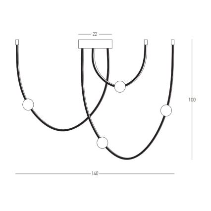 Zambelis 22247 - Candelabro suspenso LED com regulação LED/42W/230V preto