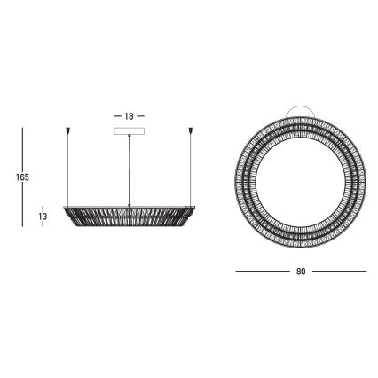 Zambelis 23048 - Candeeiro suspenso de cristal LED regulável LED/55W/230V CRI 90 3000K diâmetro 80 cm latão