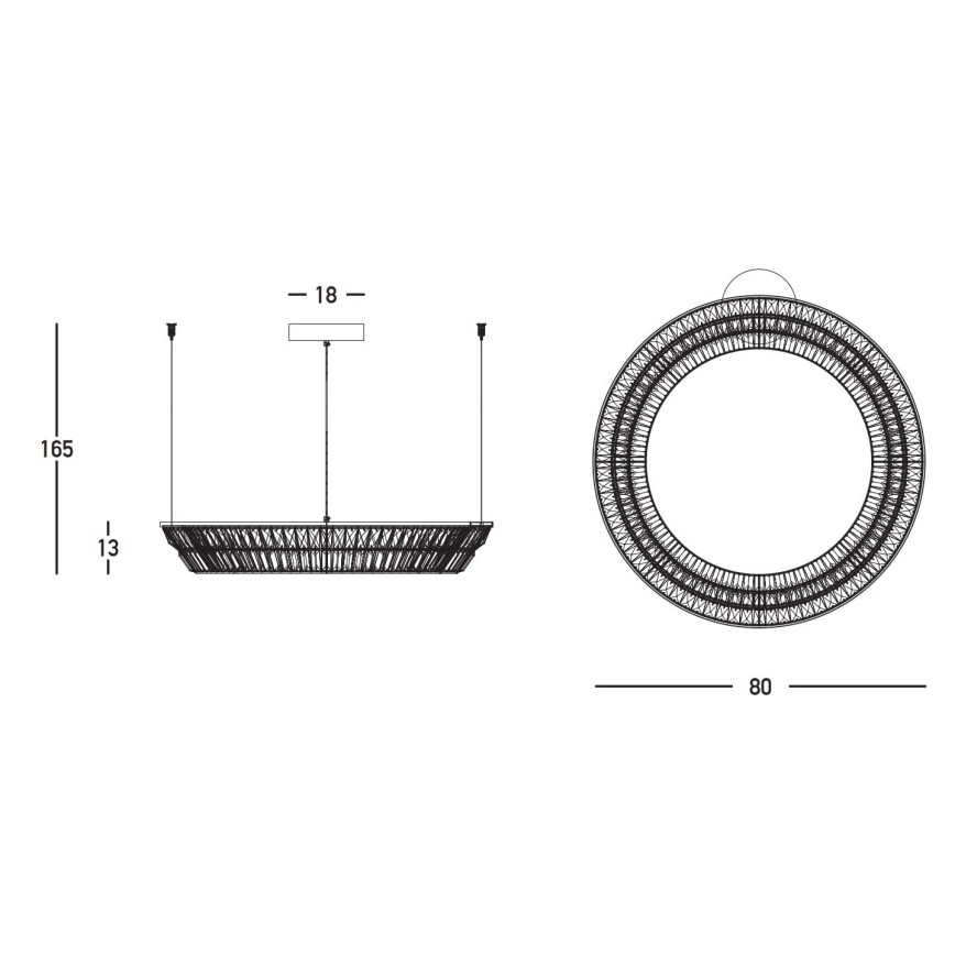 Zambelis 23048 - Candeeiro suspenso de cristal LED regulável LED/55W/230V CRI 90 3000K diâmetro 80 cm latão