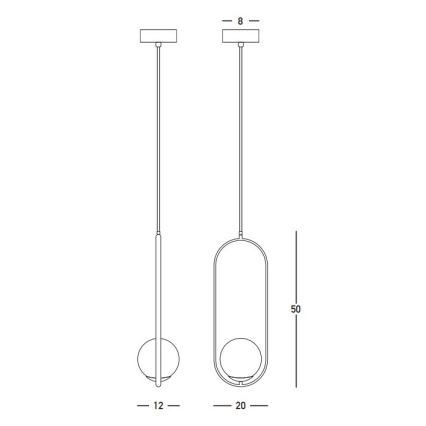Zambelis 23135 - Candeeiro suspenso 1xG9/7W/230V 12x20 cm dourado