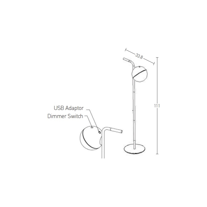 Zambelis E232 - Lâmpada exterior LED regulável LED/1,5W/5V IP54 preta