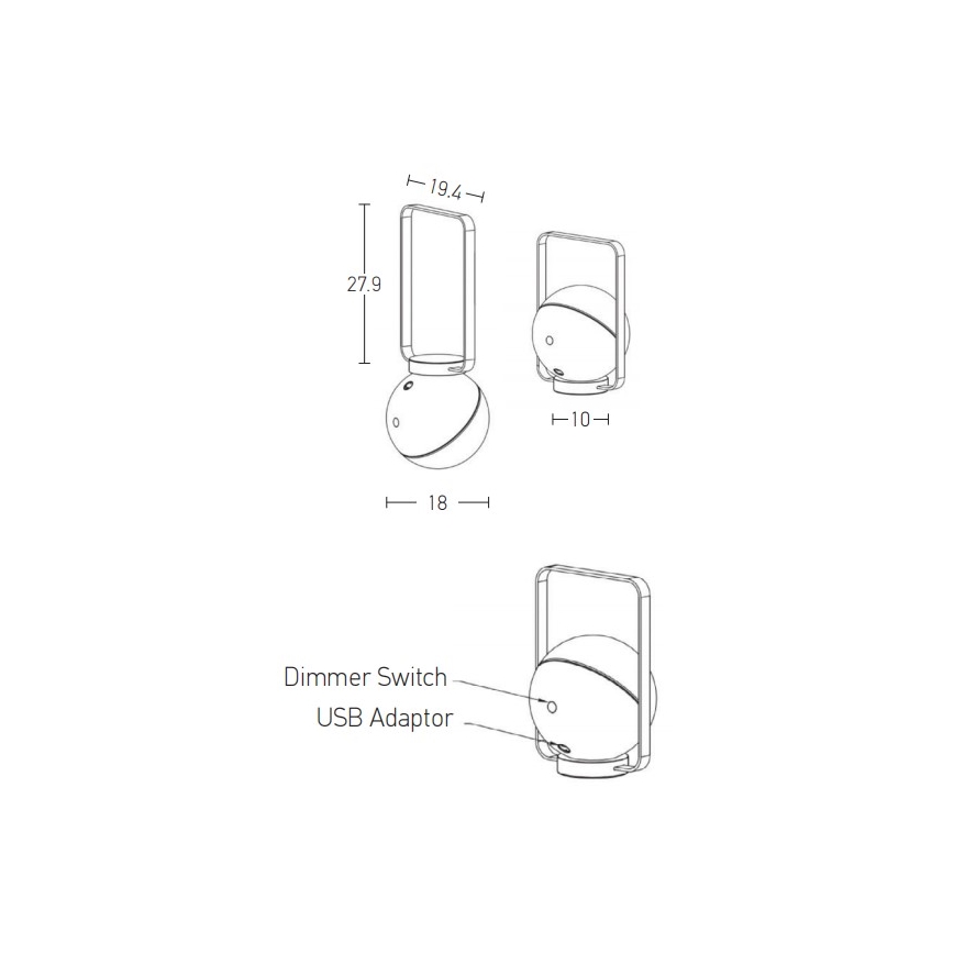 Zambelis E234 - Candeeiro exterior LED com regulação LED/1,5W/5V IP44 branco
