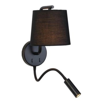 Zambelis H57 - Candeeiro de parede LED LED/3W + 1xE27/40W/230V preto