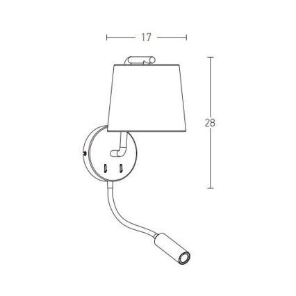 Zambelis H57 - Luminária LED Flexível LED/3W + 1xE27/40W/230V preta