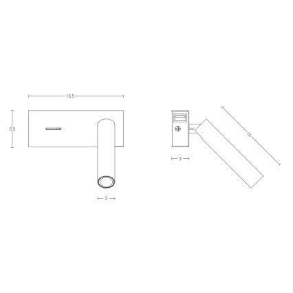 Zambelis H74 - Iluminação de parede LED LED/3W/230V USB branco