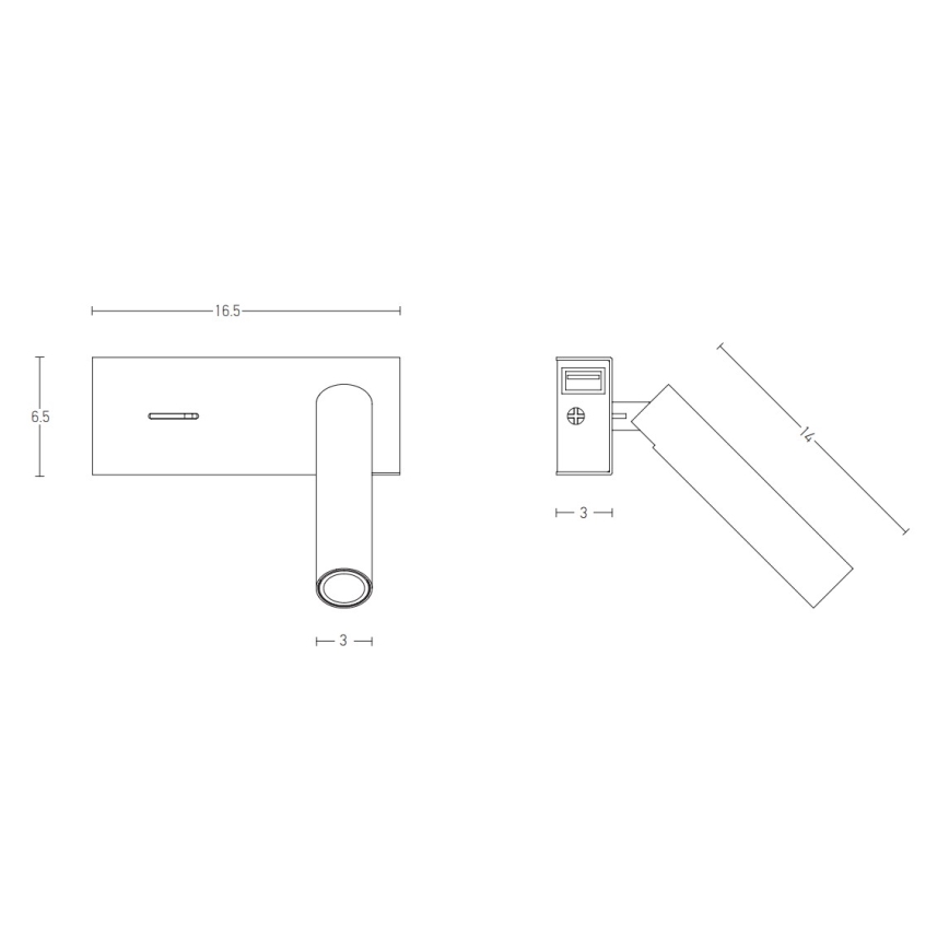 Zambelis H74 - Iluminação de parede LED LED/3W/230V USB branco
