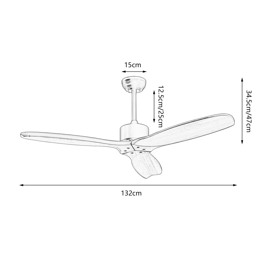 ZEVENTI - Ventilador de teto CUENCA Wi-Fi Tuya preto/carvalho + comando remoto