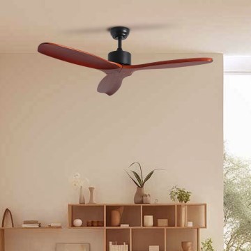 ZEVENTI - Ventilador de teto CUENCA Wi-Fi Tuya preto/carvalho + controlo remoto