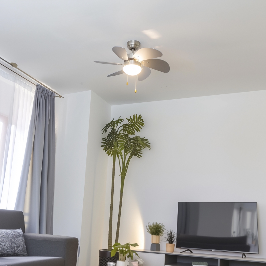 ZEVENTI - Ventilador de teto FAMARA 1xE14/60W/230V cinza