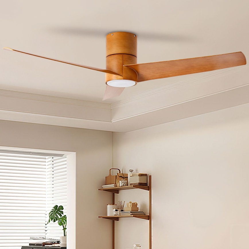 ZEVENTI - Ventilador de teto LED BARROSA LED/18W/230V 3000/4000/6000K Wi-Fi Tuya castanho + comando à distância
