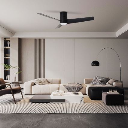 ZEVENTI - Ventilador de teto LED BARROSA LED/18W/230V 3000/4000/6000K Wi-Fi Tuya preto + controlo remoto