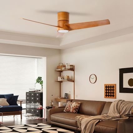 ZEVENTI - Ventilador de teto LED BARROSA LED/18W/230V 3000/4000/6000K Wi-Fi Tuya castanho + comando à distância