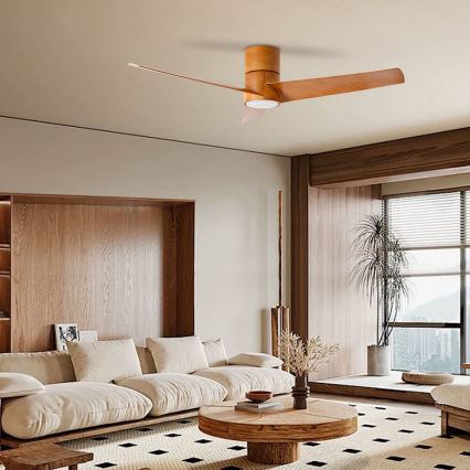 ZEVENTI - Ventilador de teto LED BARROSA LED/18W/230V 3000/4000/6000K Wi-Fi Tuya castanho + comando à distância