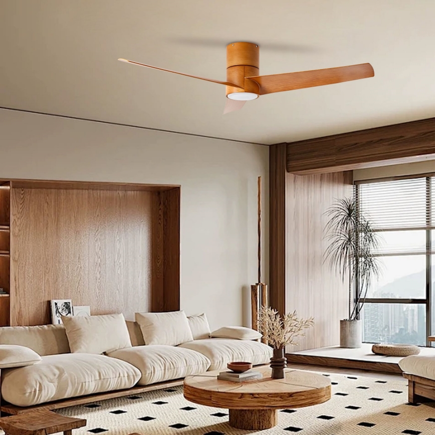 ZEVENTI - Ventilador de teto LED BARROSA LED/18W/230V 3000/4000/6000K Wi-Fi Tuya castanho + comando à distância