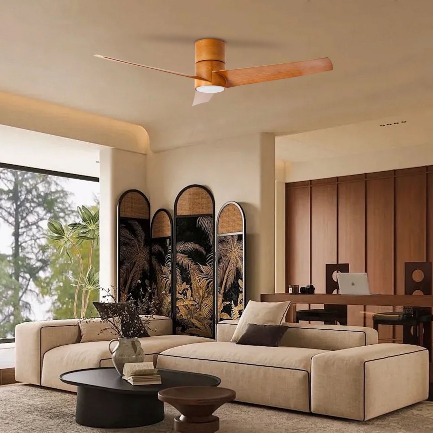 ZEVENTI - Ventilador de teto LED BARROSA LED/18W/230V 3000/4000/6000K Wi-Fi Tuya castanho + comando à distância
