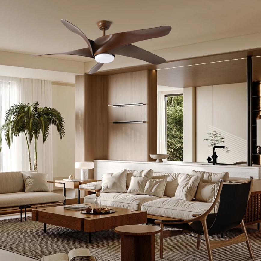 ZEVENTI - Ventilador de teto LED LUCCA LED/18W/230V 3000-6000K Wi-Fi Tuya marrom + controlo remoto