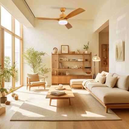 ZEVENTI - Ventilador de teto LED MARE LED/24W/230V 3000-6000K Wi-Fi Tuya carvalho + controlo remoto