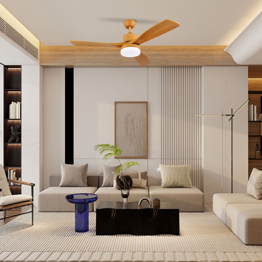 ZEVENTI - Ventilador de teto LED MARE LED/24W/230V 3000-6000K Wi-Fi Tuya carvalho + controlo remoto