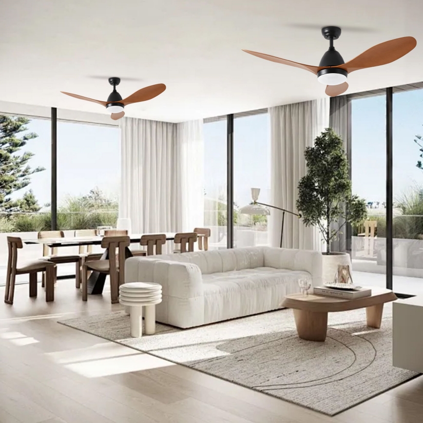 ZEVENTI - Ventilador de teto LED MURO LED/18W/230V 3000-6000K Wi-Fi Tuya preto + comando à distância