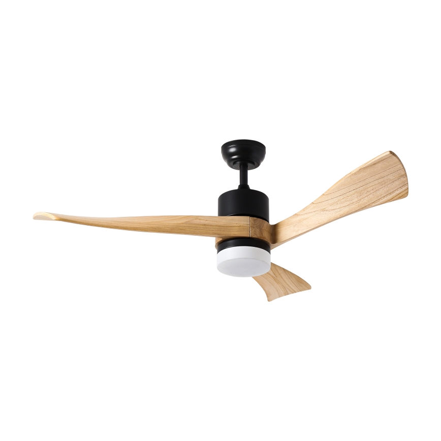 ZEVENTI - Ventilador de teto LED NATURITO LED/18W/230V 3000-6000K Wi-Fi Tuya preto/carvalho + comando à distância
