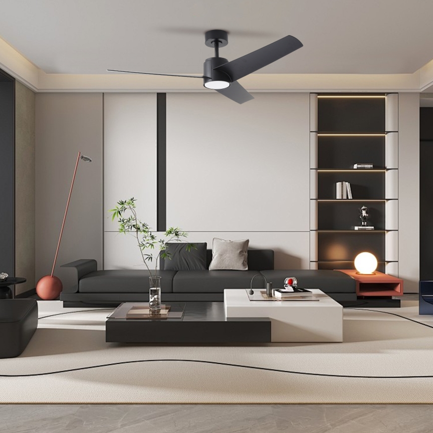 ZEVENTI - Ventilador de teto LED ORVIETO LED/18W/230V 3000-6000K Wi-Fi Tuya preto + controlo remoto
