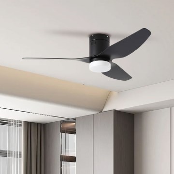 ZEVENTI - Ventilador de teto LED PADUA LED/18W/230V 3000-6000K Wi-Fi Tuya preto + comando à distância