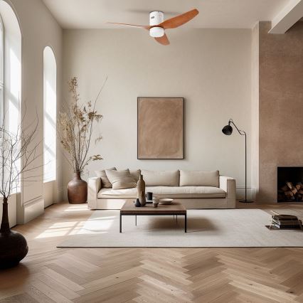 ZEVENTI - Ventilador de teto LED PADUA LED/18W/230V 3000-6000K Wi-Fi Tuya branco/marrom + controlo remoto