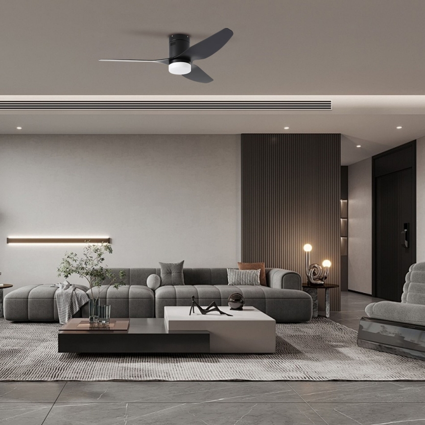 ZEVENTI - Ventilador de teto LED PADUA LED/18W/230V 3000-6000K Wi-Fi Tuya preto + comando à distância