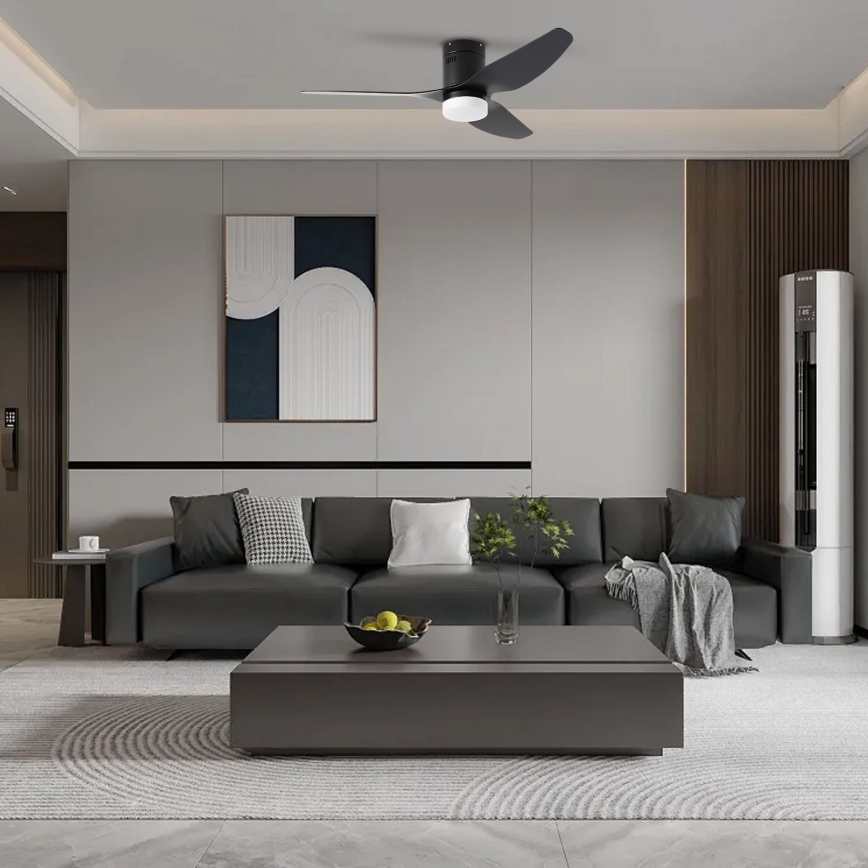 ZEVENTI - Ventilador de teto LED PADUA LED/18W/230V 3000-6000K Wi-Fi Tuya preto + comando à distância