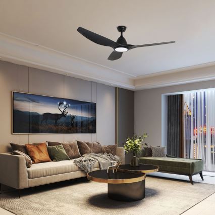 ZEVENTI - Ventilador de teto LED URBINO LED/20W/230V 3000-6000K Wi-Fi Tuya preto + comando à distância