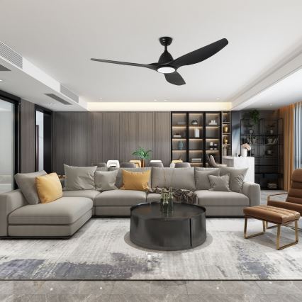 ZEVENTI - Ventilador de teto LED URBINO LED/20W/230V 3000-6000K Wi-Fi Tuya preto + comando à distância