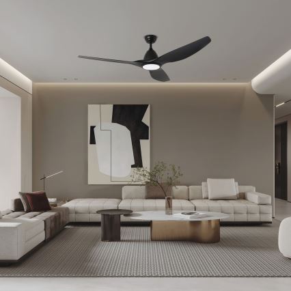 ZEVENTI - Ventilador de teto LED URBINO LED/20W/230V 3000-6000K Wi-Fi Tuya preto + comando à distância