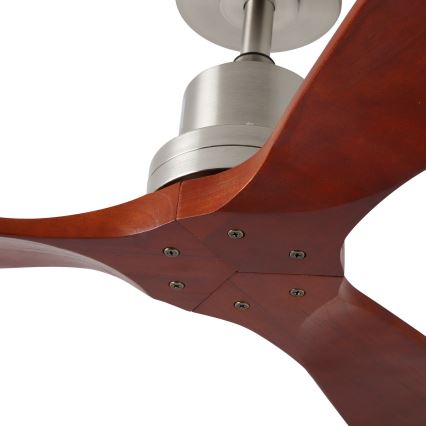 ZEVENTI - Ventilador de teto LIONI Wi-Fi Tuya cromo fosco/carvalho + controlo remoto