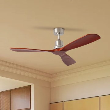 ZEVENTI - Ventilador de teto LIONI Wi-Fi Tuya cromo fosco/carvalho + controlo remoto