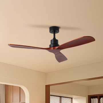 ZEVENTI - Ventilador de teto LIONI Wi-Fi Tuya preto/carvalho + controlo remoto