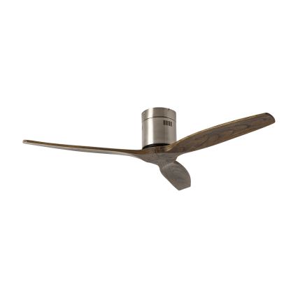 ZEVENTI - Ventilador de teto SPELLO Wi-Fi Tuya cromo mate/carvalho + controlo remoto