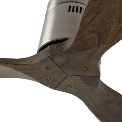 ZEVENTI - Ventilador de teto SPELLO Wi-Fi Tuya cromo mate/carvalho + controlo remoto