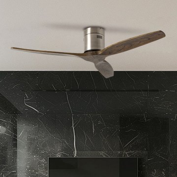 ZEVENTI - Ventilador de teto SPELLO Wi-Fi Tuya cromo mate/carvalho + controlo remoto