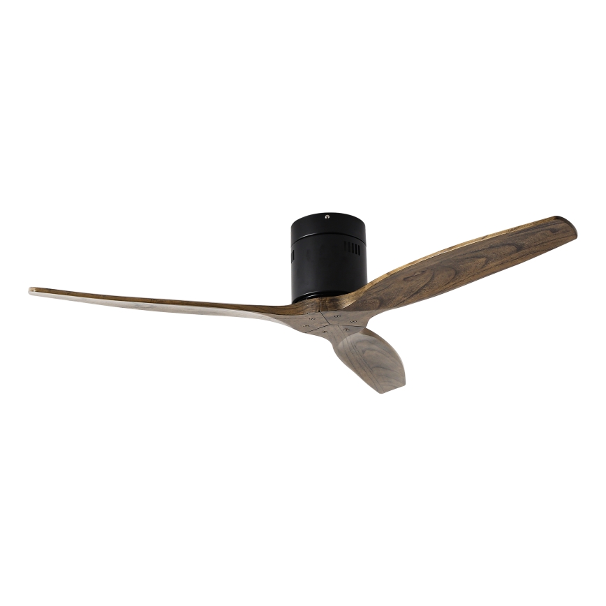 ZEVENTI - Ventilador de teto SPELLO Wi-Fi Tuya preto/carvalho + controlo remoto