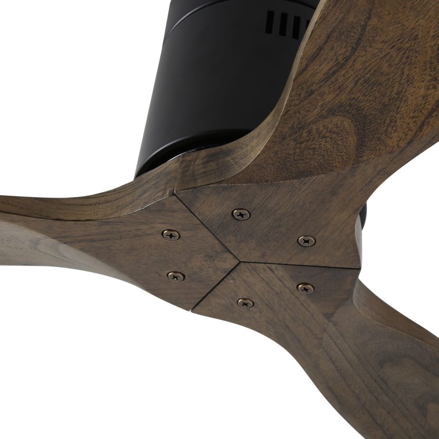 ZEVENTI - Ventilador de teto SPELLO Wi-Fi Tuya preto/carvalho + controlo remoto
