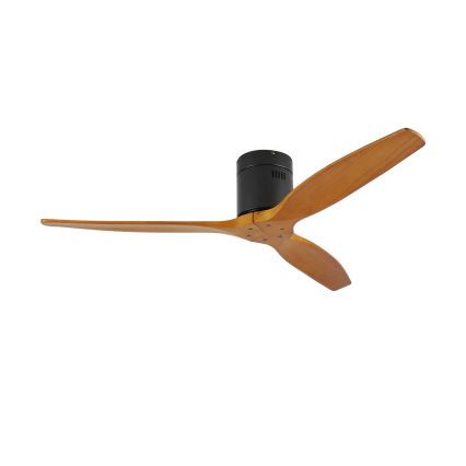 ZEVENTI - Ventilador de teto SPELLO Wi-Fi Tuya preto/carvalho + controlo remoto