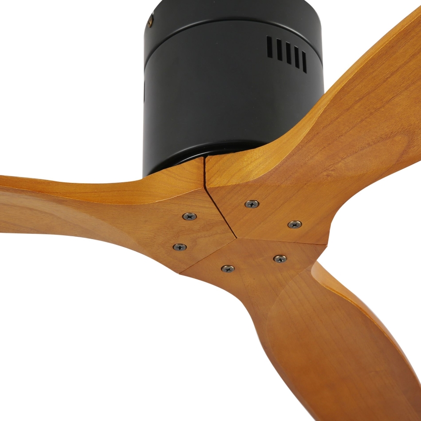 ZEVENTI - Ventilador de teto SPELLO Wi-Fi Tuya preto/carvalho + controlo remoto