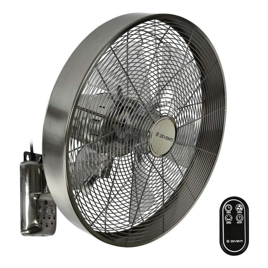 ZEVENTI - Ventoinha de parede FREEZE 50W/230V diâmetro 40 cm cromado mate + comando