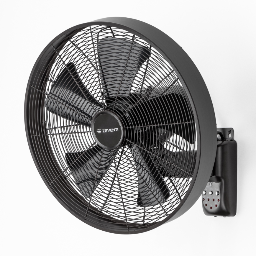 ZEVENTI - Ventoinha de parede FREEZE 50W/230V diâmetro 40 cm preto + comando