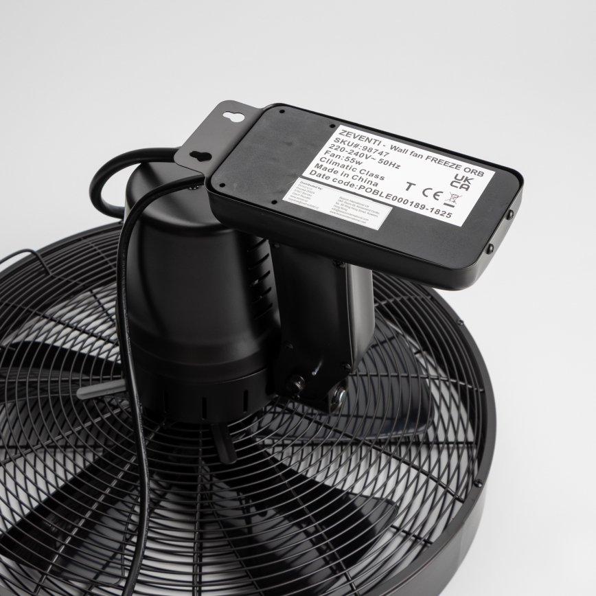 ZEVENTI - Ventoinha de parede FREEZE 50W/230V diâmetro 40 cm preto + comando