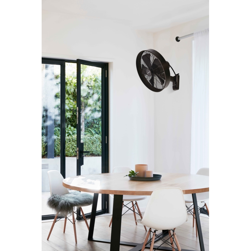 ZEVENTI - Ventoinha de parede FREEZE 50W/230V diâmetro 40 cm preto/castanho + comando