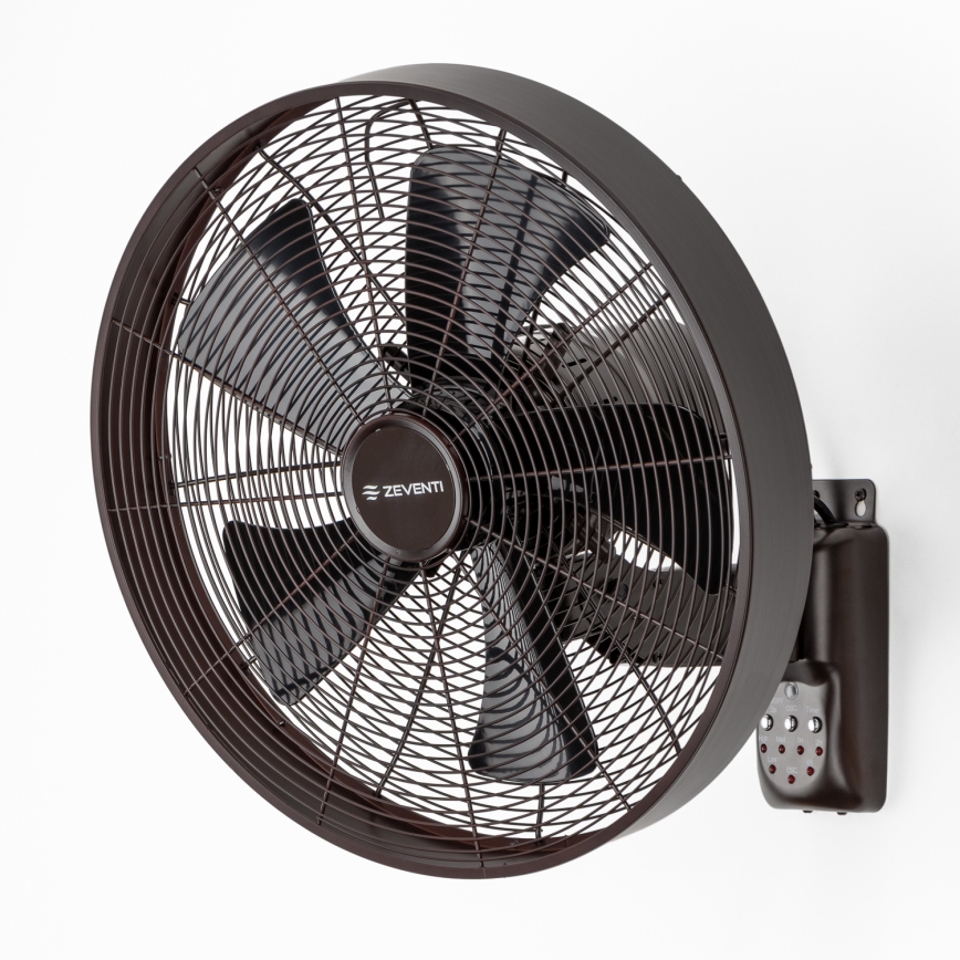 ZEVENTI - Ventoinha de parede FREEZE 50W/230V diâmetro 40 cm preto/castanho + comando