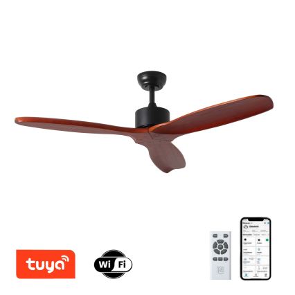 ZEVENTI - Ventoinha de teto CUENCA Wi-Fi Tuya preto/carvalho + comando